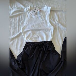 Altar’d State White Bodysuit Size S/M NWT and Black Joggers Size M